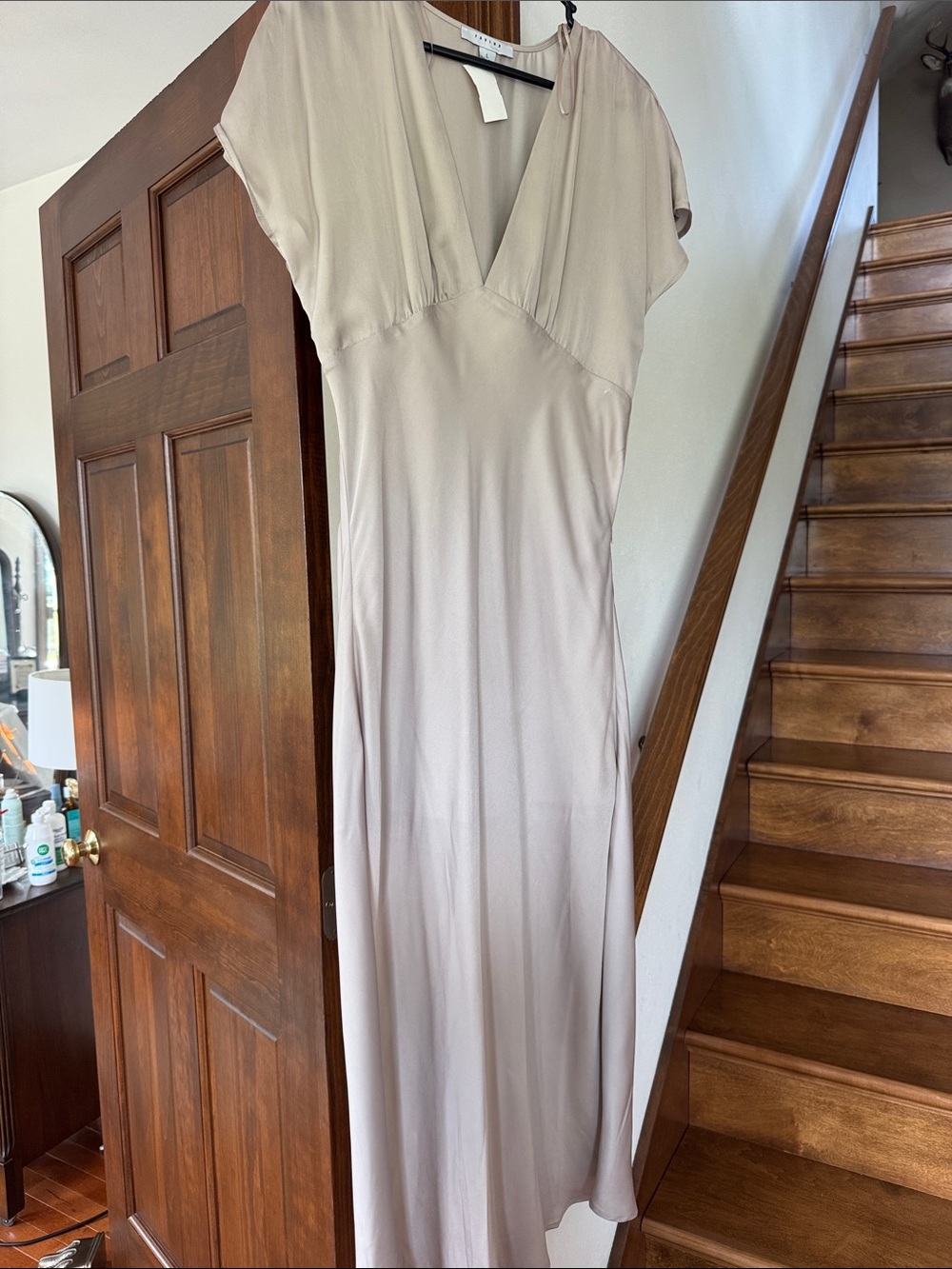 FAVLUX Dove Grey V-Neck Midi Dress